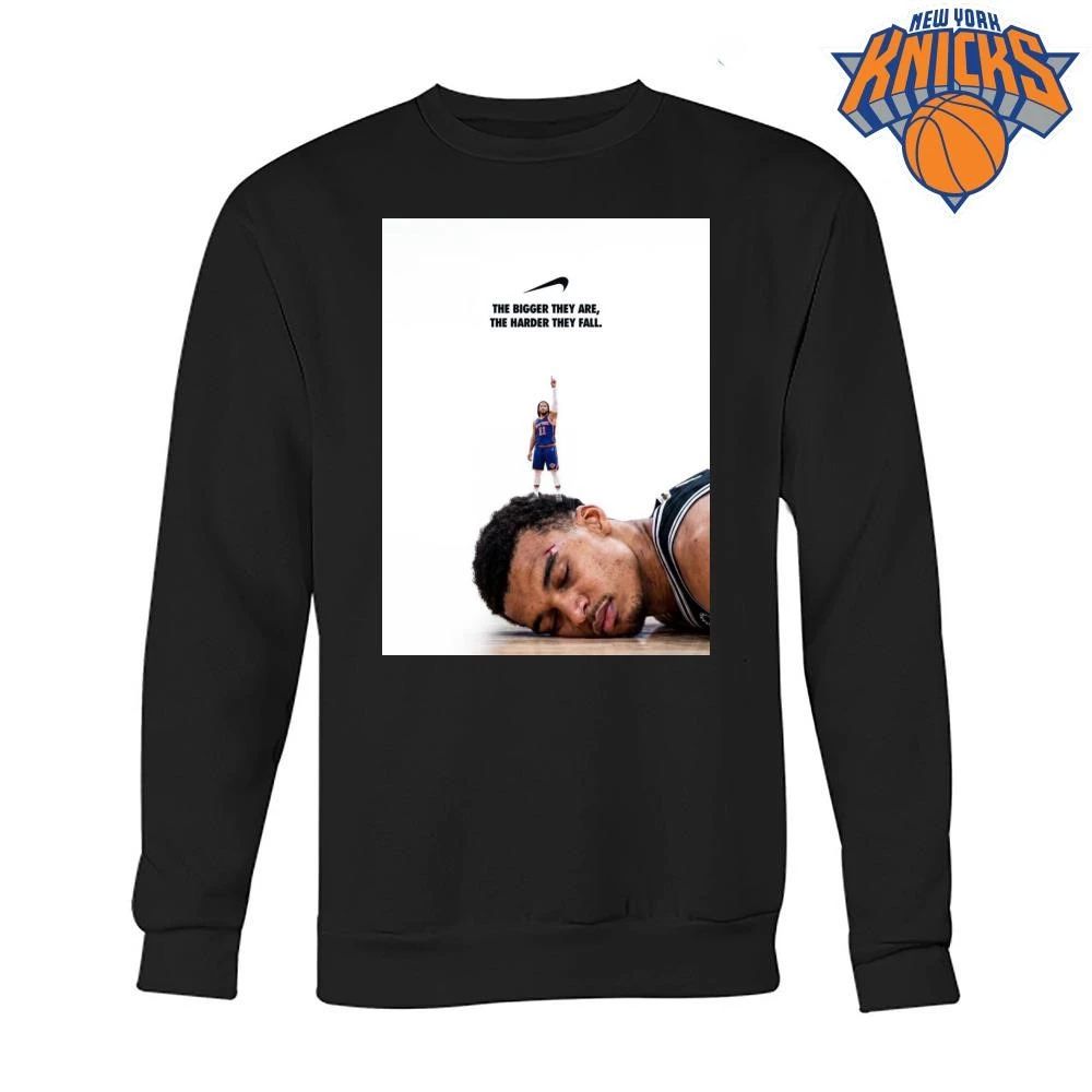 New York Knicks Jalen Brunson Over Victor Wembanyama The Bigger They Are Nike Graphic NBA Finals 2026 Shirt