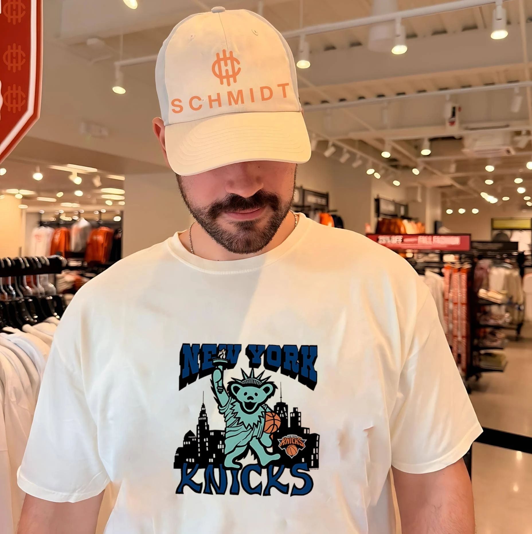 New York Knicks feature Statue of Liberty skyline shirt