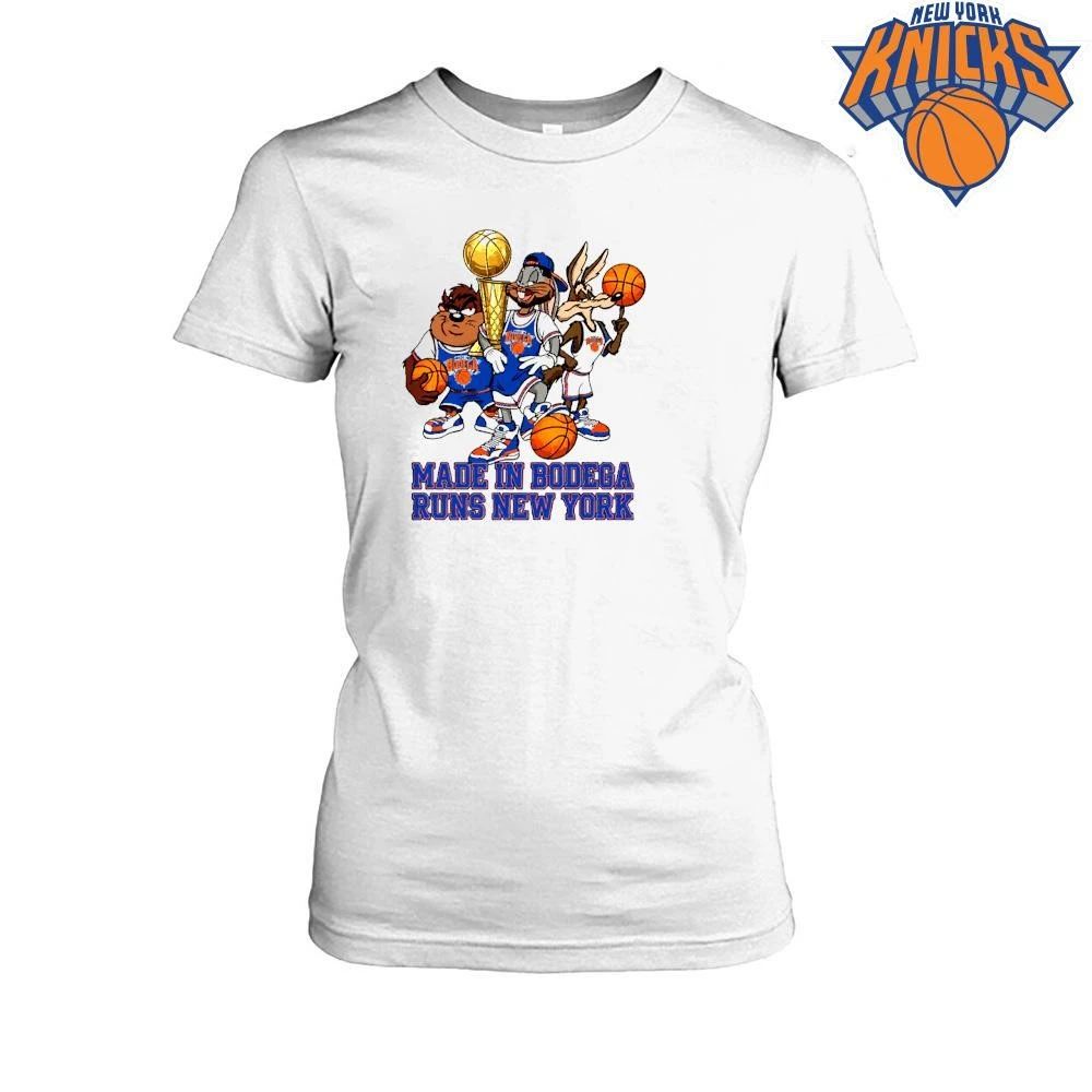 Made In Bodega Runs New York Cartoon Character Basketball Championship Graphic Shirt