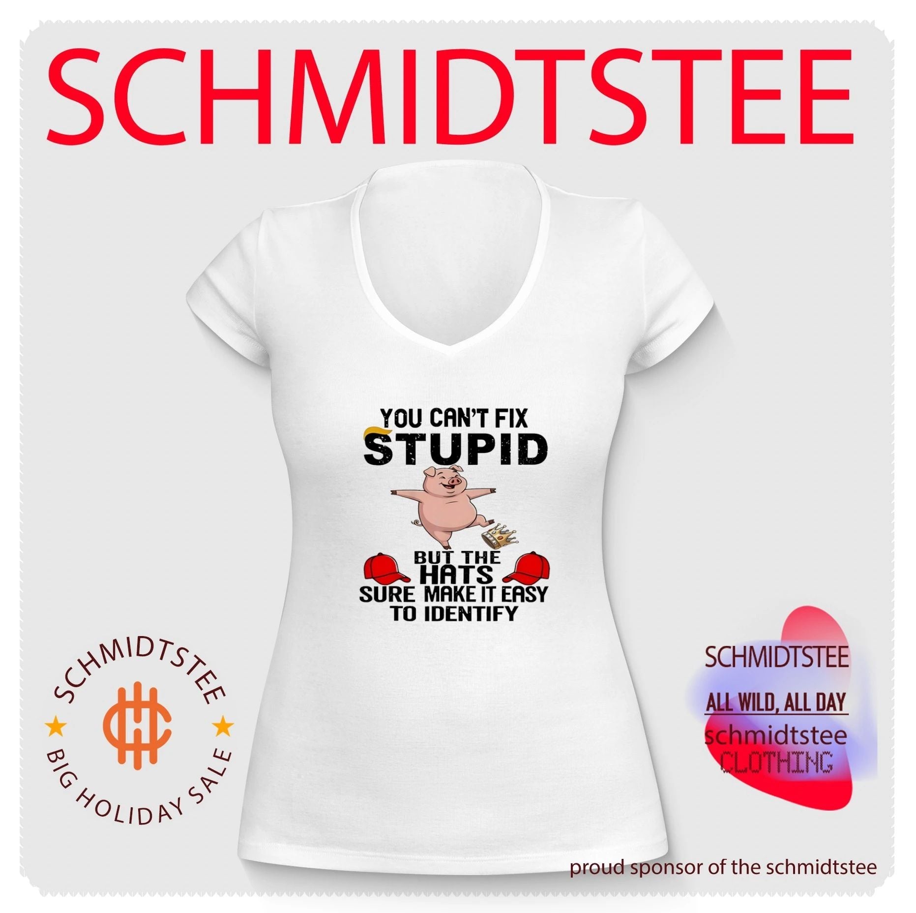 You can’t fix stupid but the hats sure make it easy to identify cartoon pig shirt
