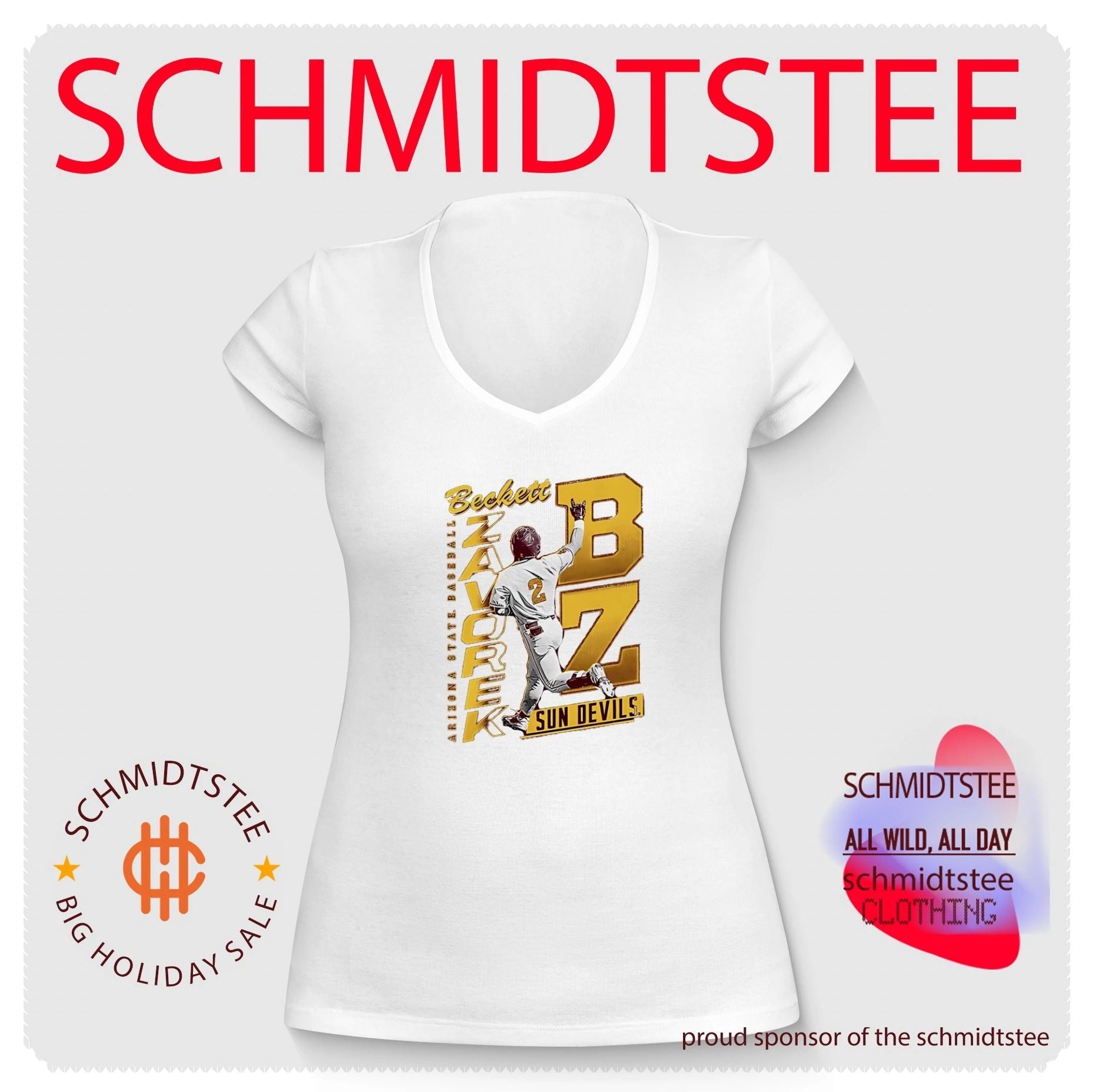 Arizona State Sun Devils Baseball Beckett Zavorke BZ number illustration shirt