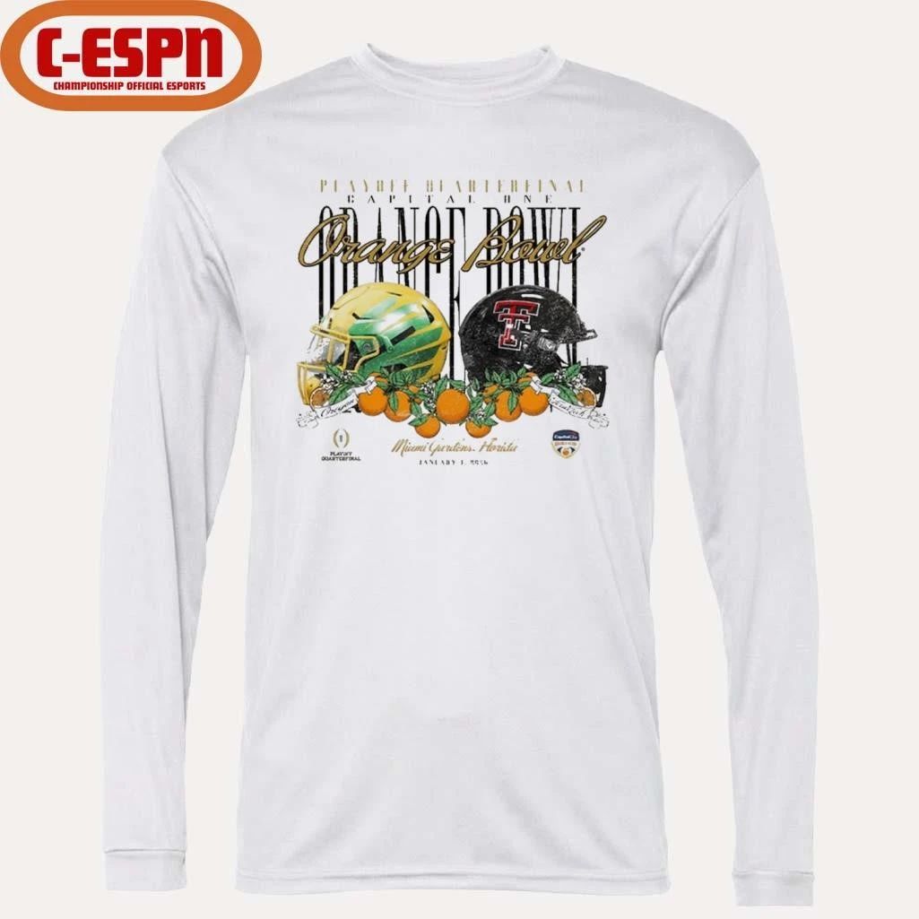 Playoff Quarterfinal Texas Tech Red Raiders 2026 Orange Bowl vs. Oregon Ducks Helmets Shirt
