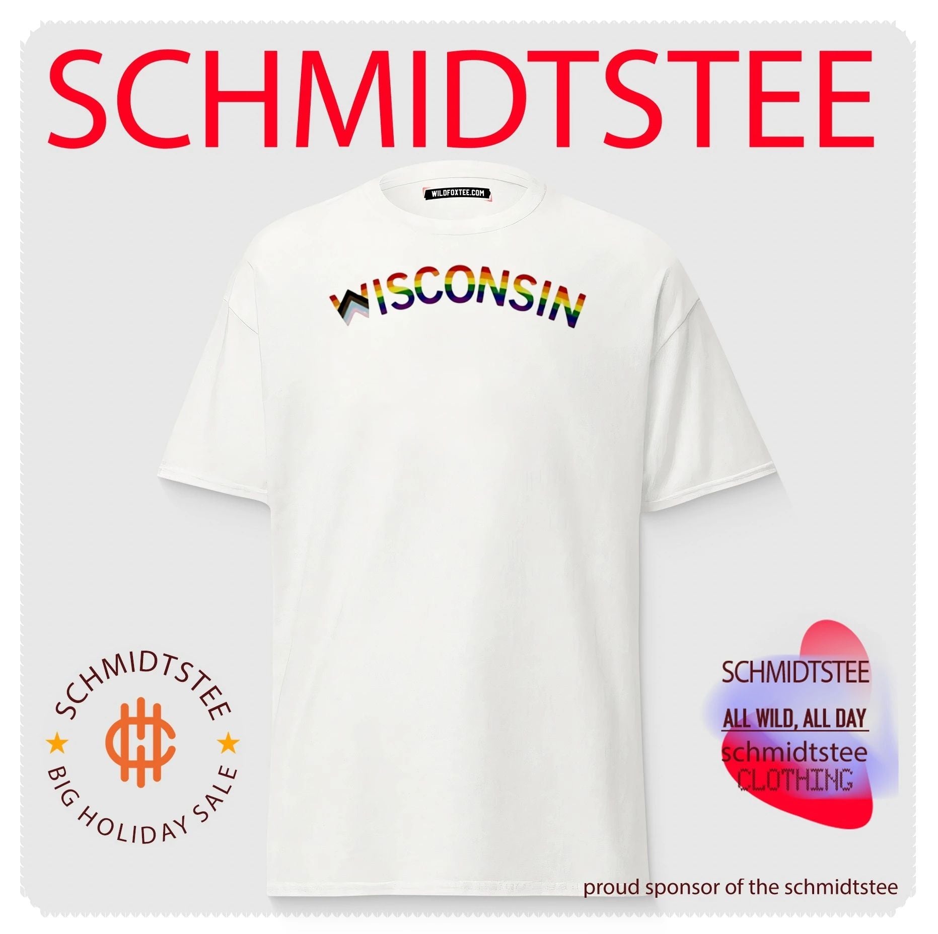 Wisconsin text progress pride flag shirt