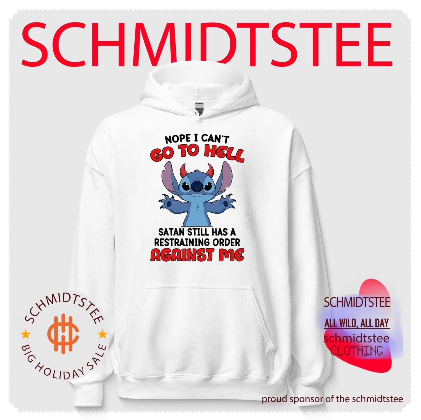 Nope I can’t go to hell Satan still has a restraining order Stitch shirt