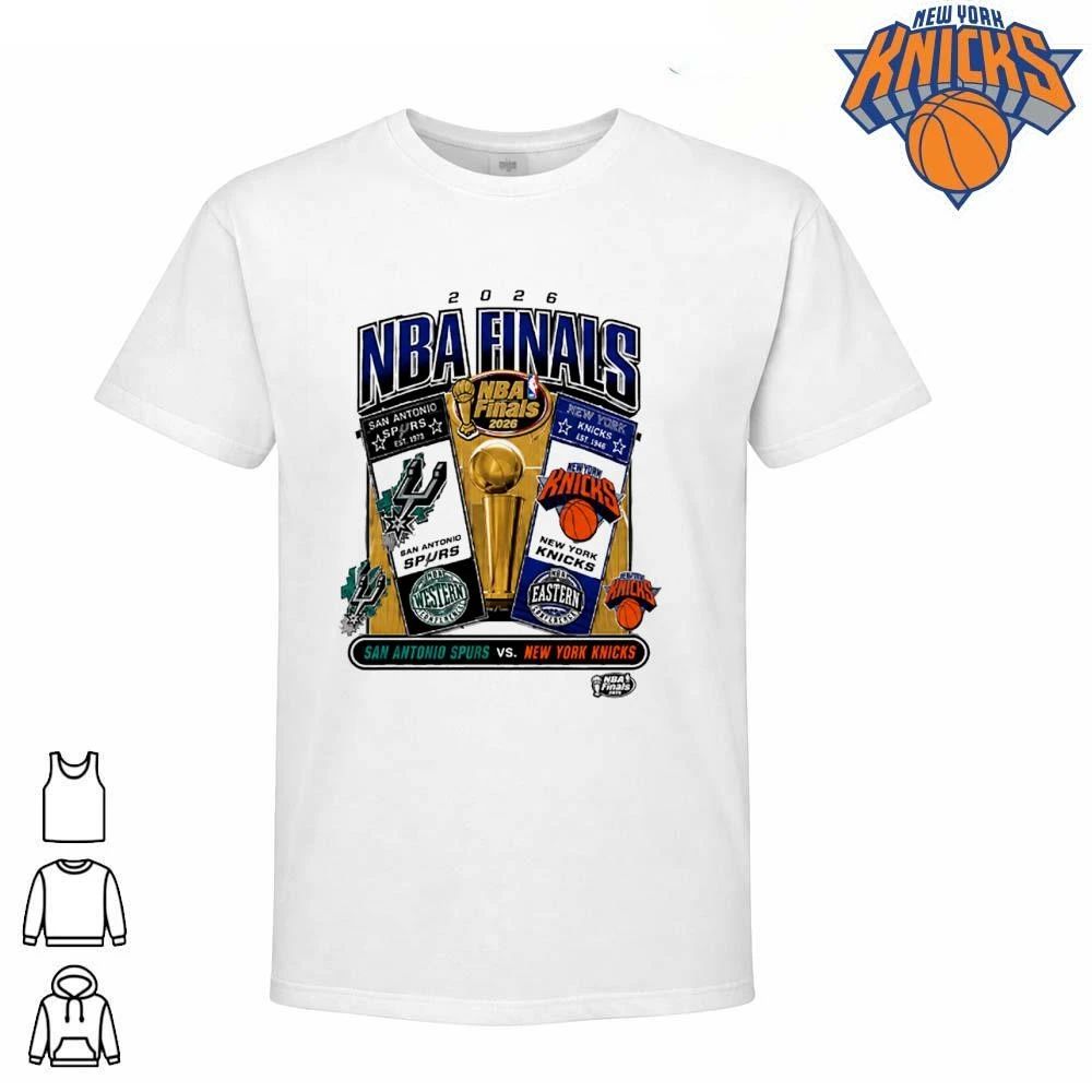 2026 NBA Finals San Antonio Spurs vs New York Knicks Vintage Graphic White Basketball Shirt