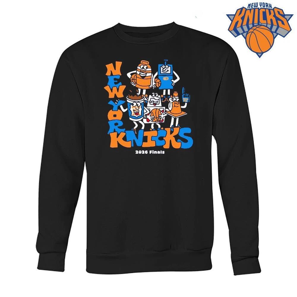 New York Knicks 2026 NBA Finals Retro Cartoon Basketball Fan Apparel Shirt