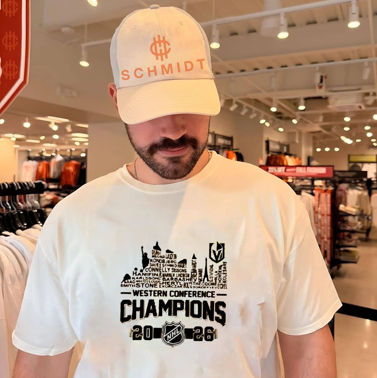 Vegas Golden Knights 2026 Western Conference Champions player name skyline shirt
