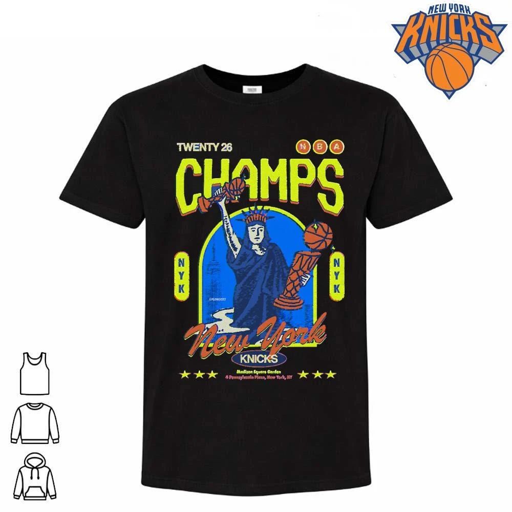 New York Knicks Champions NBA 2026 Vintage Plongkitz Lady Liberty Madison Square Garden Shirt