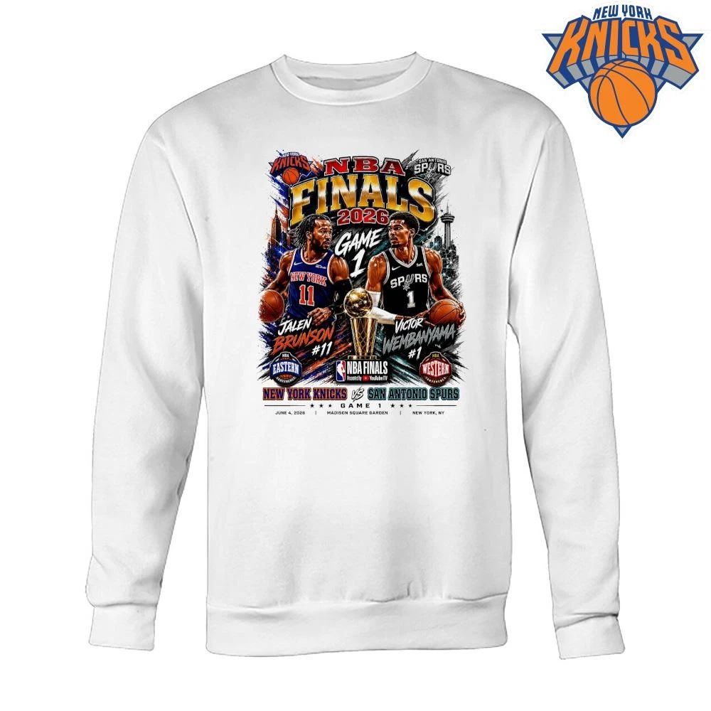 Jalen Brunson Victor Wembanyama Knicks Spurs NBA Finals 2026 Game 1 Vintage Style Shirt
