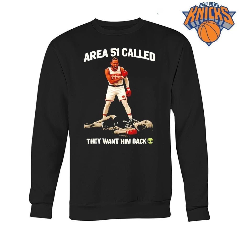 New York Knicks Jalen Brunson vs San Antonio Spurs Victor Wembanyama Area 51 Called They Want Him Back Funny Basketball NBA Finals 2026 Shirt