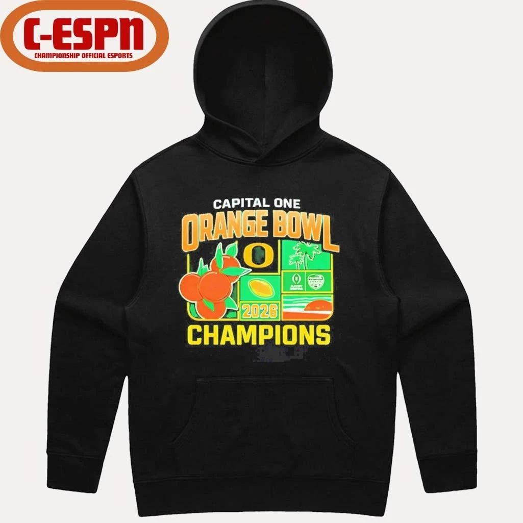 Oregon Ducks 2026 CFP Capital One Orange Bowl Champions T-Shirt