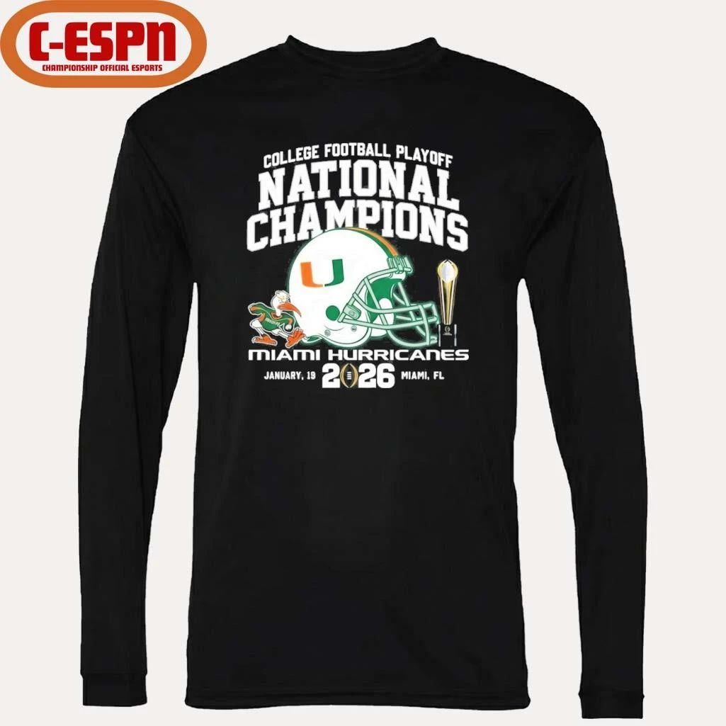College Football Playoff National Champions Miami Hurricanes Helmet T-Shirt