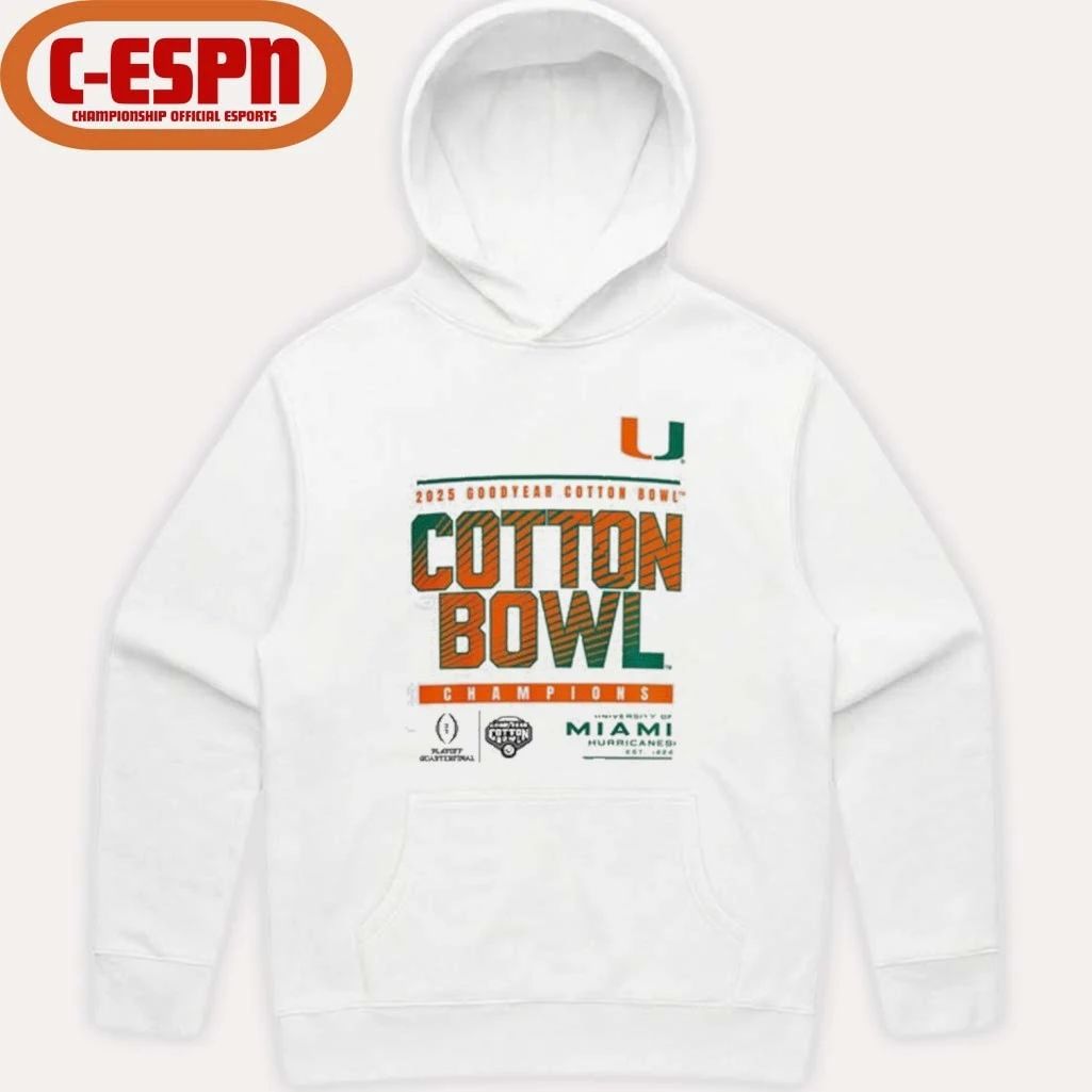 University Of Miami Hurricanes 2025 Goodyear Cotton Bowl Champions T-Shirt