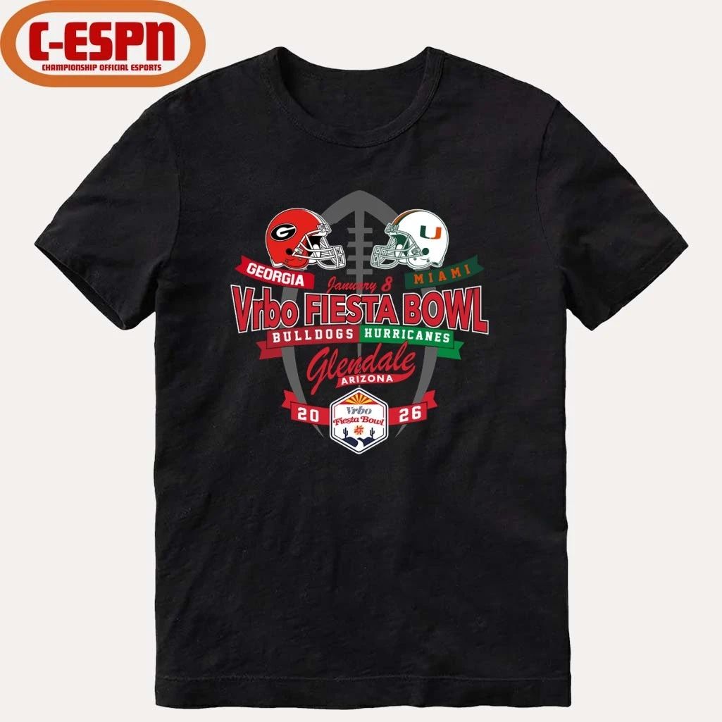 Miami Hurricanes Vs Georgia Bulldogs 2026 Vrbo Fiesta Bowl Head To Head T-Shirt