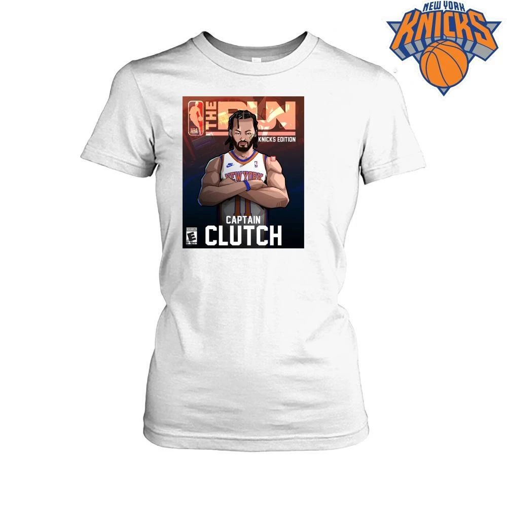 New York Knicks Jalen Brunson Captain Clutch The Pun Knicks Edition Video Game Cover Cartoon Graphic NBA Finals 2026 Shirt