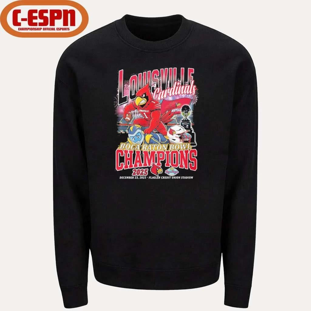 Louisville Cardinals Mascot 2025 Boca Raton Bowl Champions Shirt
