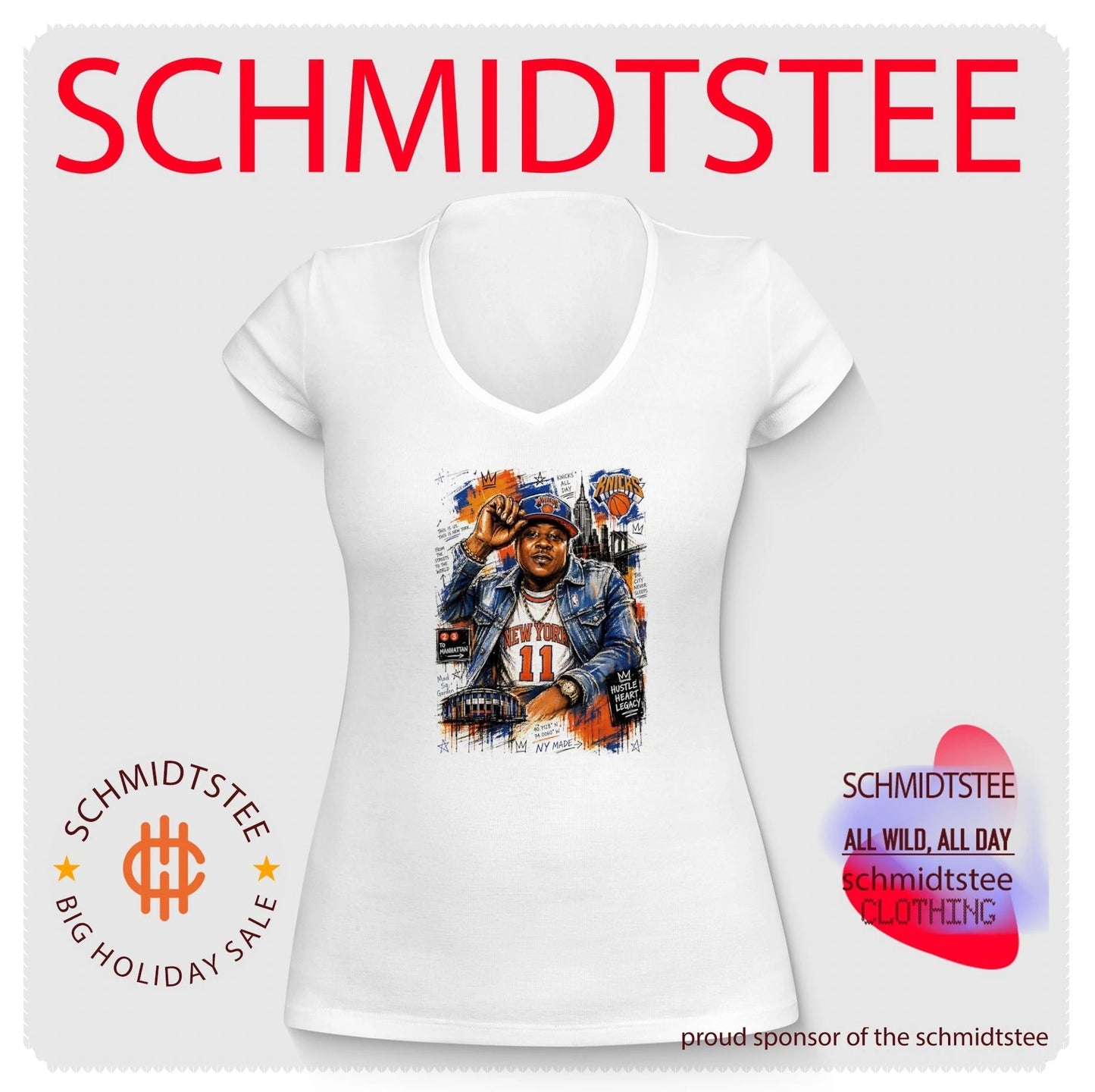 New York Knicks hustle heart legacy graffiti style illustration shirt