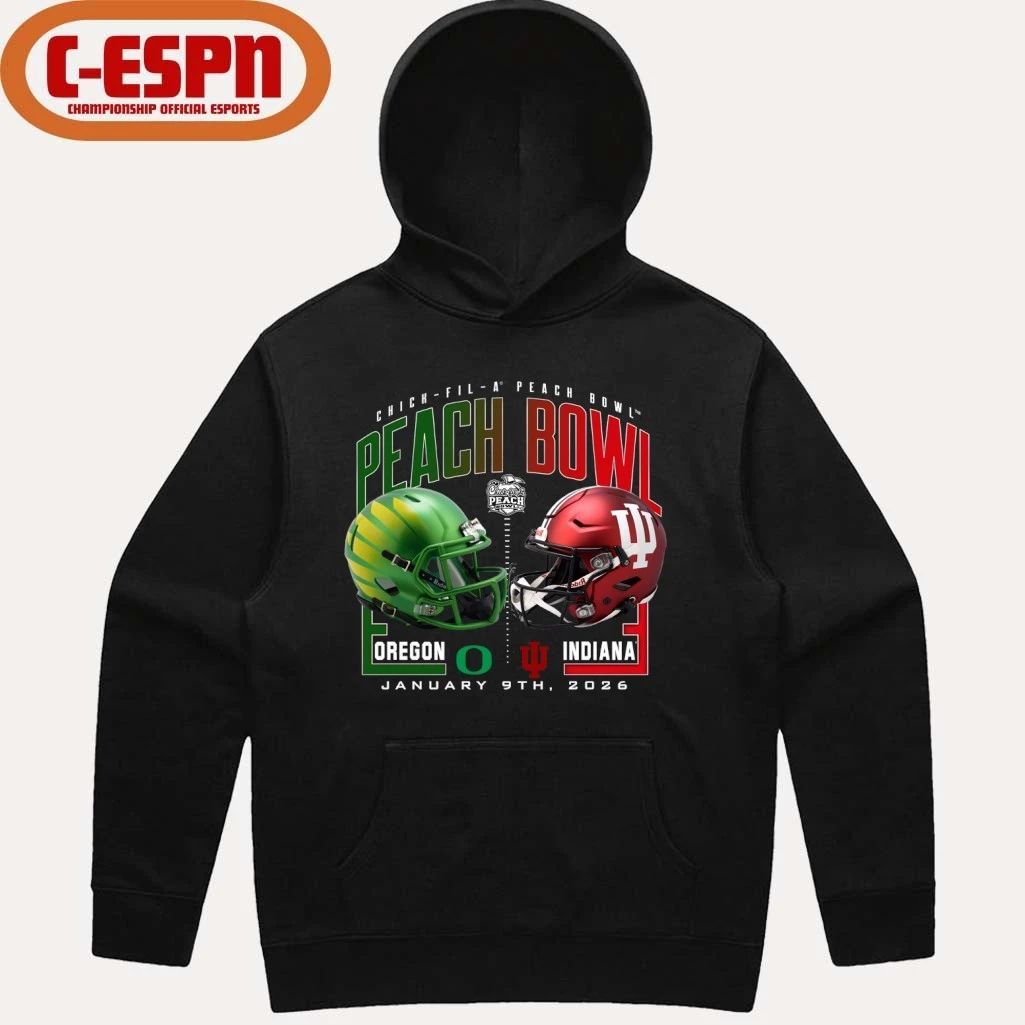 Oregon Ducks Vs Indiana Hoosiers 2026 Chick-Fil-A Peach Bowl Matchup T-Shirt