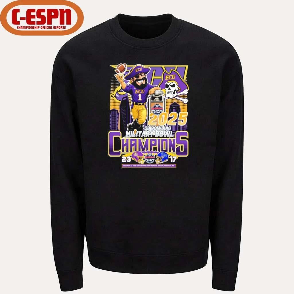 ECU Pirates Mascot Go Bowling Military Bowl Champions 2025 Shirt