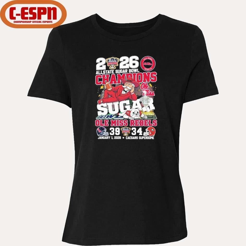 Allstate Sugar Bowl Champions Ole Miss Rebels Mascot Score Shirt