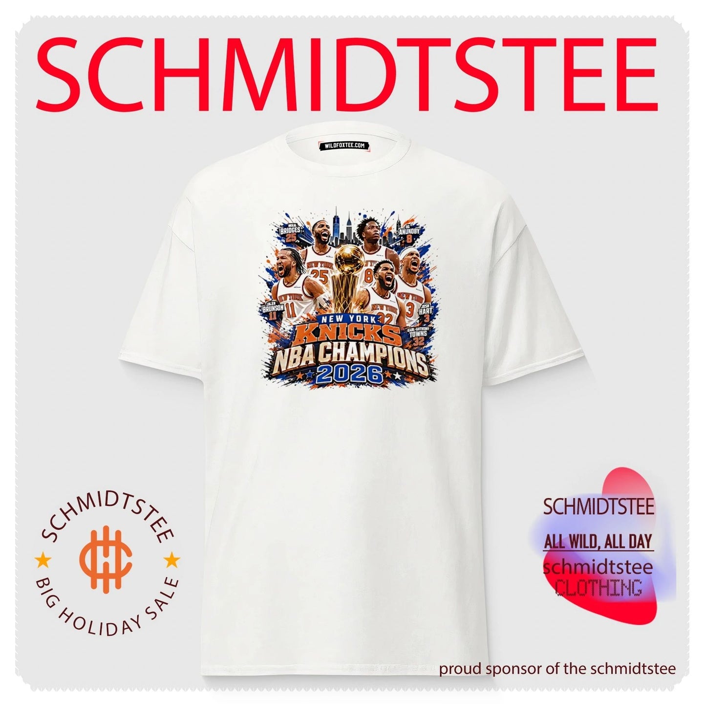 New York Knicks NBA Champions 2026 players collage illustrated shirt