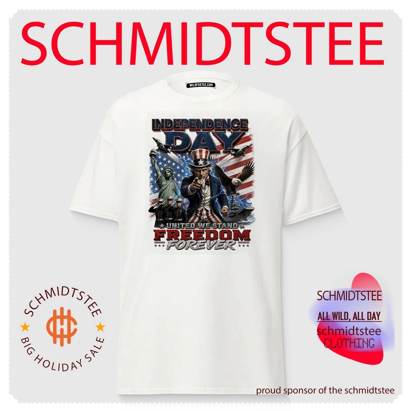 Independence day United we stand freedom forever Uncle Sam pointing shirt