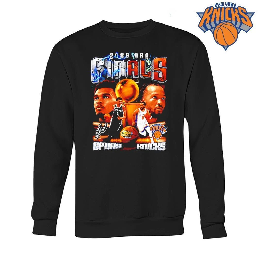 San Antonio Spurs vs New York Knicks Victor Wembanyama Jalen Brunson 2026 NBA Finals Bootleg Vintage Black Graphic Shirt