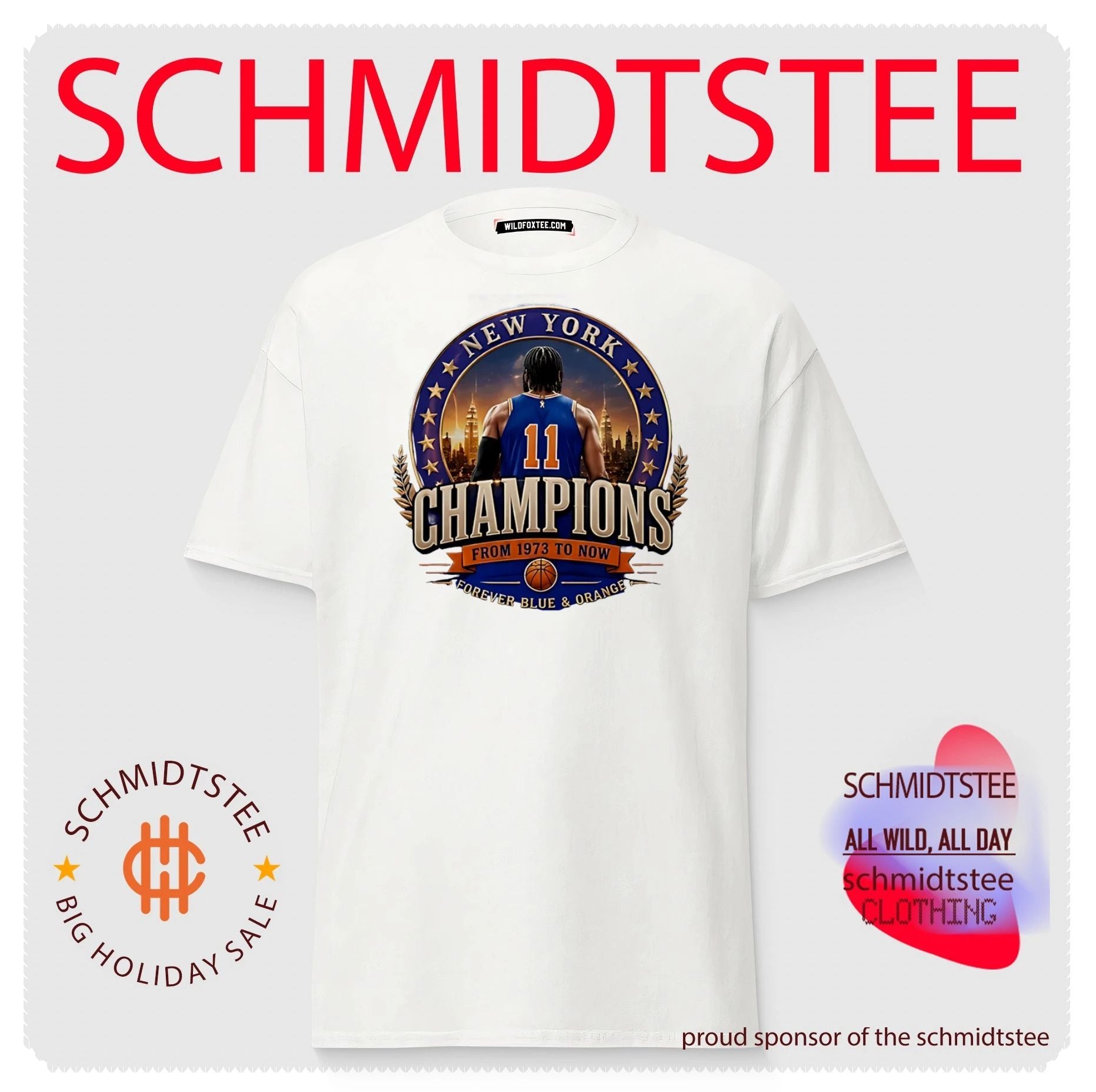 New York Knicks Champions from 1973 to now forever blue and orange shirt