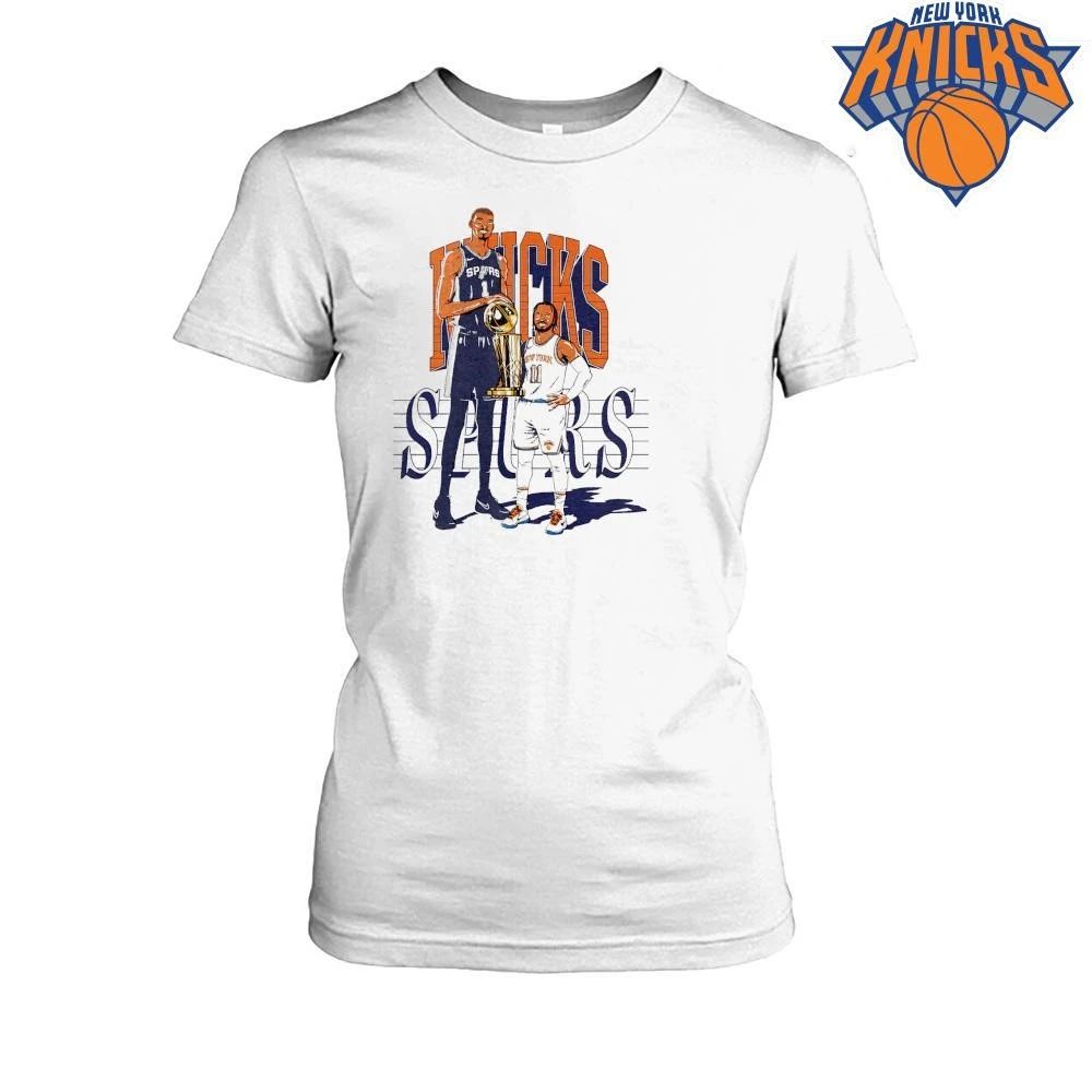 New York Knicks Jalen Brunson San Antonio Spurs Victor Wembanyama Larry O’Brien Trophy Vintage Illustration NBA Finals 2026 Shirt