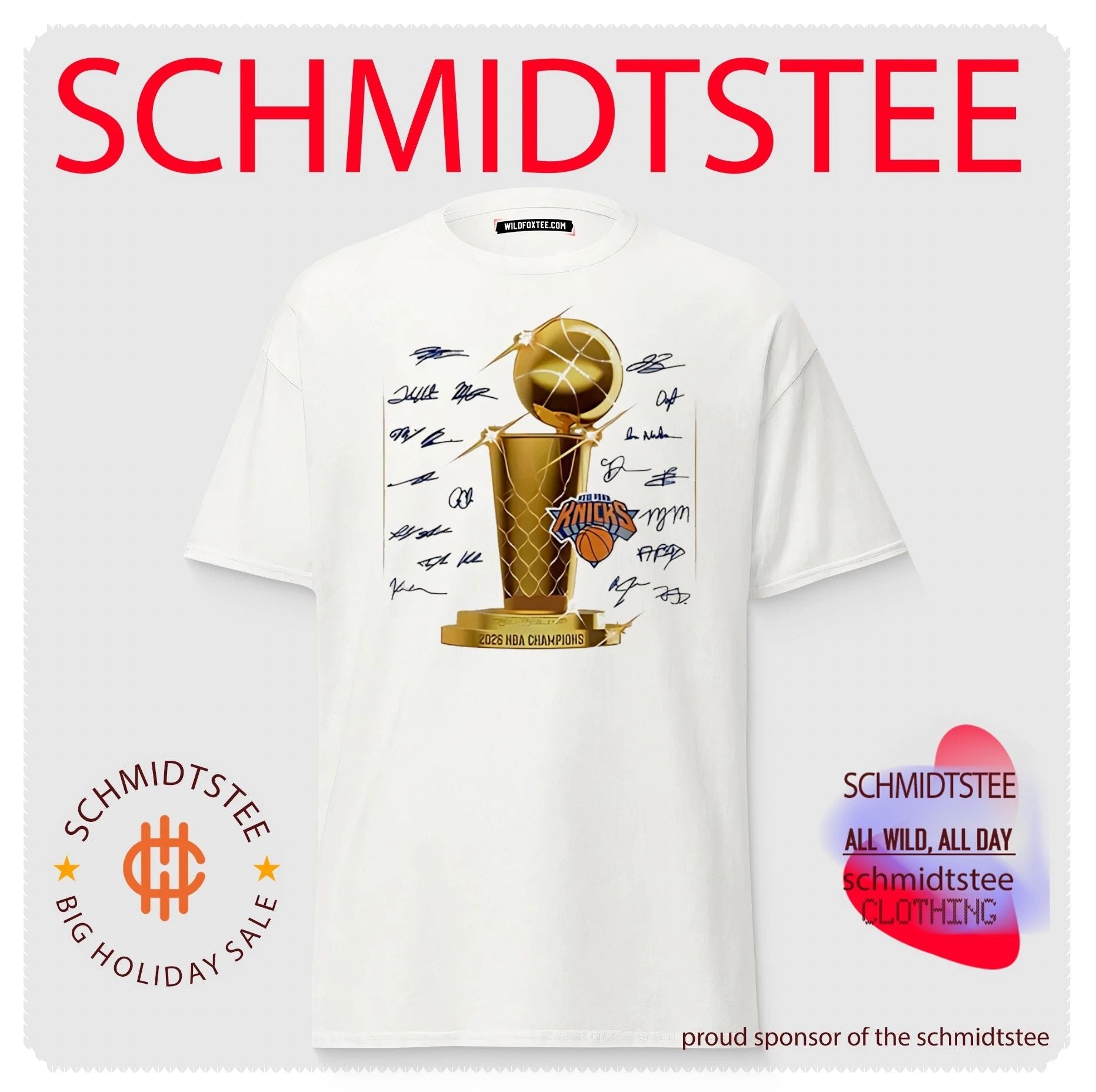 New York Knicks 2026 NBA Champions trophy team members signature shirt