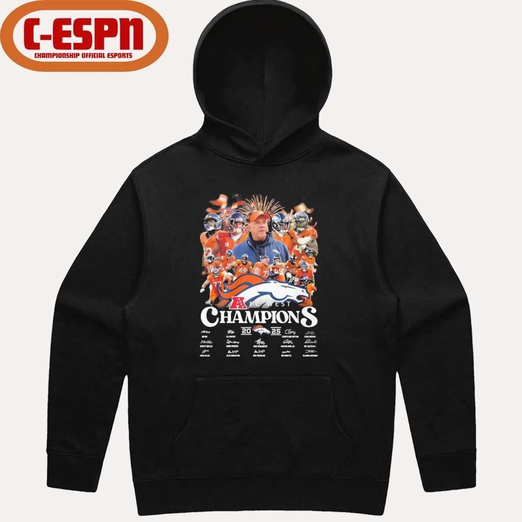 Denver Broncos 2025 AFC West Division Champions Team Signatures Shirt