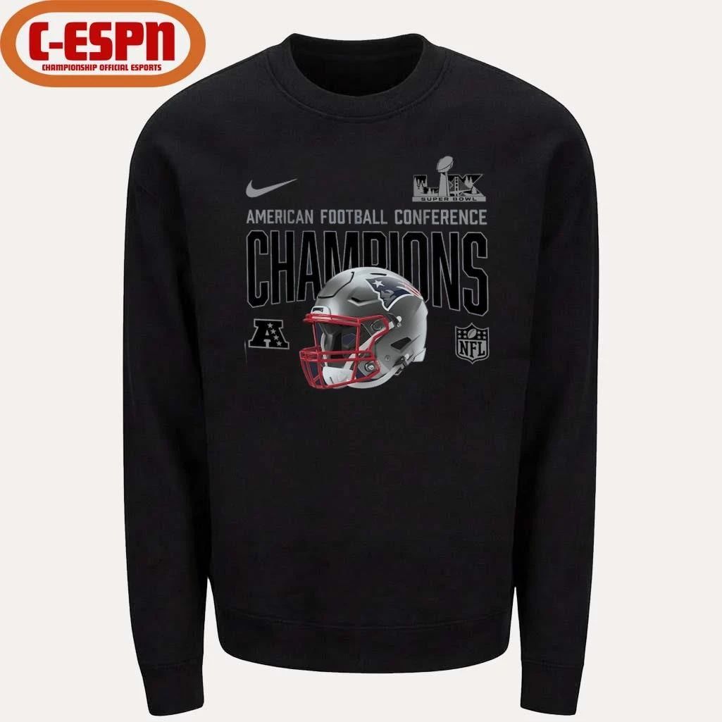 New England Patriots Nike 2025 AFC Champions Glory Shield Helmet T-Shirt