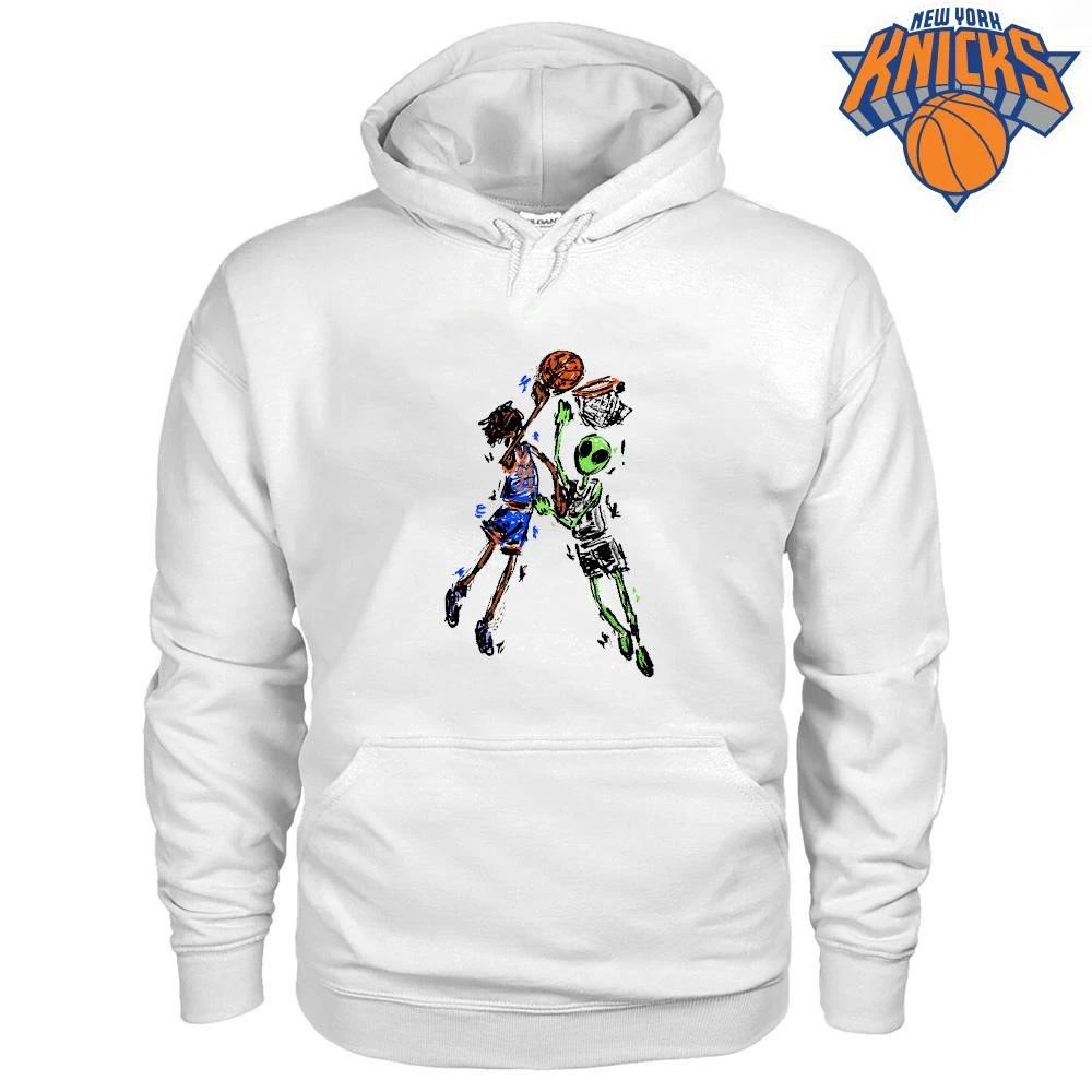 Abstract Street Art Dunk New York Knicks Versus Alien Basketball Shirt