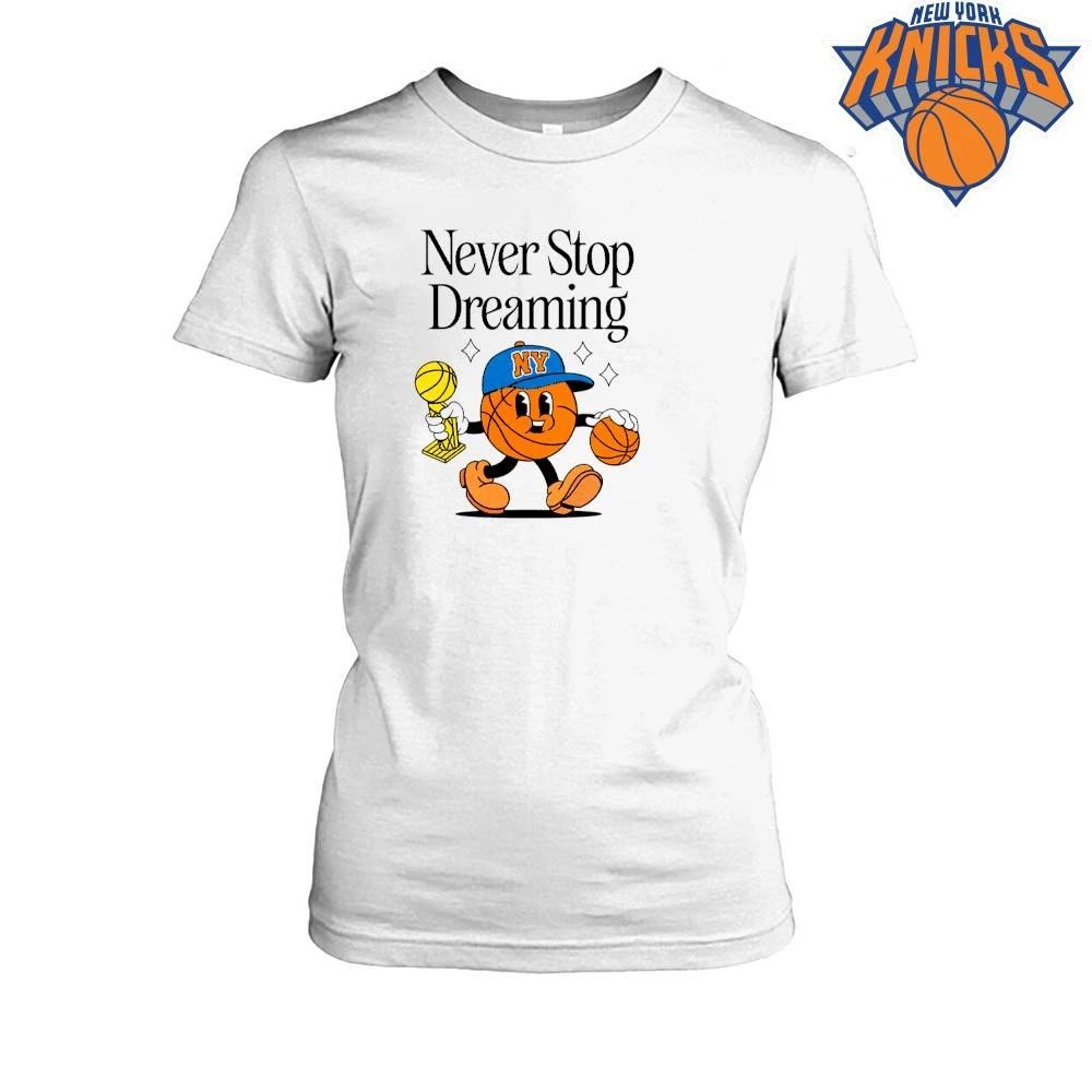New York Knicks Champions NBA 2026 Never Stop Dreaming Basketball Cartoon Shirt