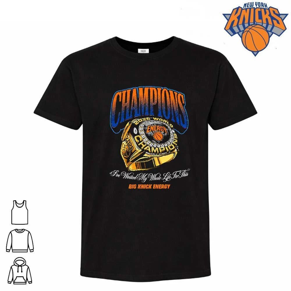 Big Knick Energy 2026 World Champions Ring Vintage Black Graphic Tee New York Knicks Champions NBA 2026 Shirt