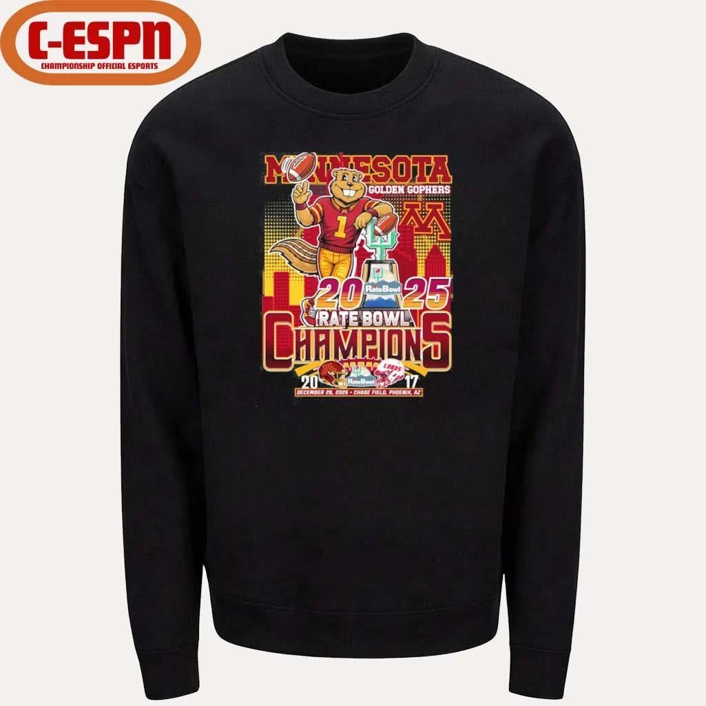 Minnesota Golden Gophers Mascot 2025 Rate Bowl Champions Shirt