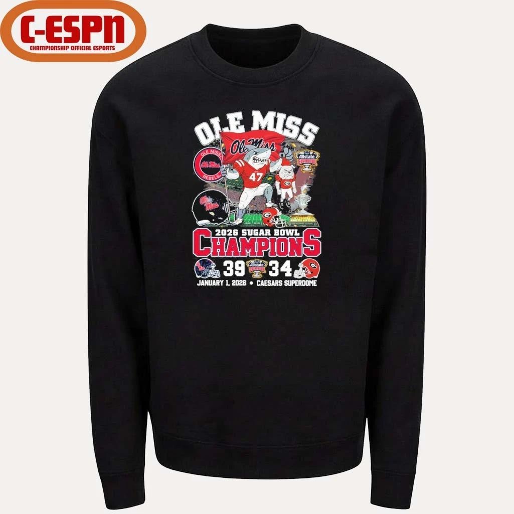 Ole Miss Rebels Mascot Allstate Sugar Bowl Champions Score Shirt