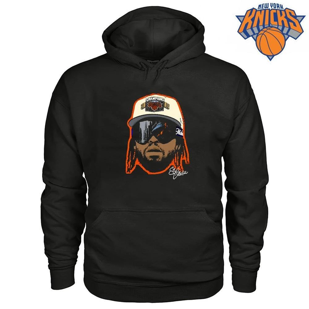 Basketball Player Wearing Championship Cap And Ski Goggles Reflecting NYC Skyline New York Knicks Champions NBA 2026 shirt