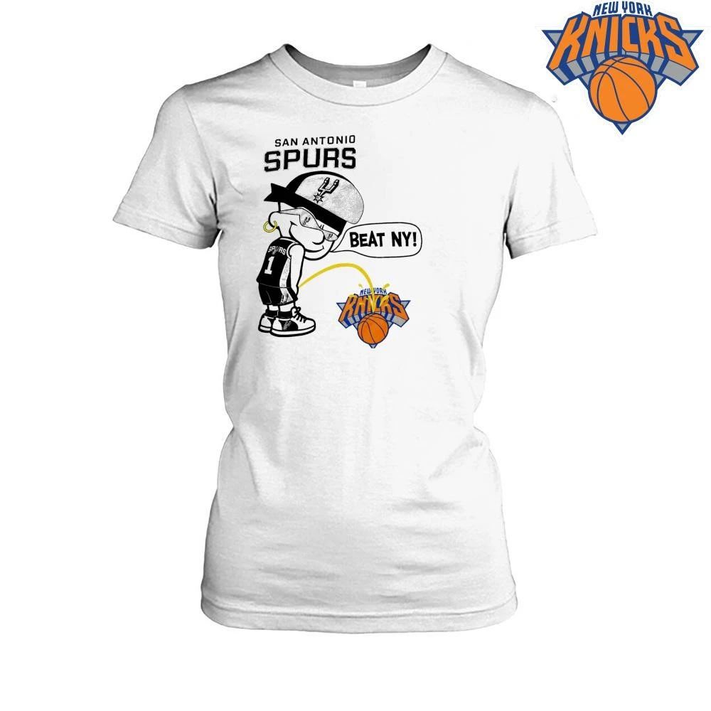 San Antonio Spurs Calvin Peeing On New York Knicks Logo Beat NY Funny Parody Graphic NBA Finals 2026 Shirt