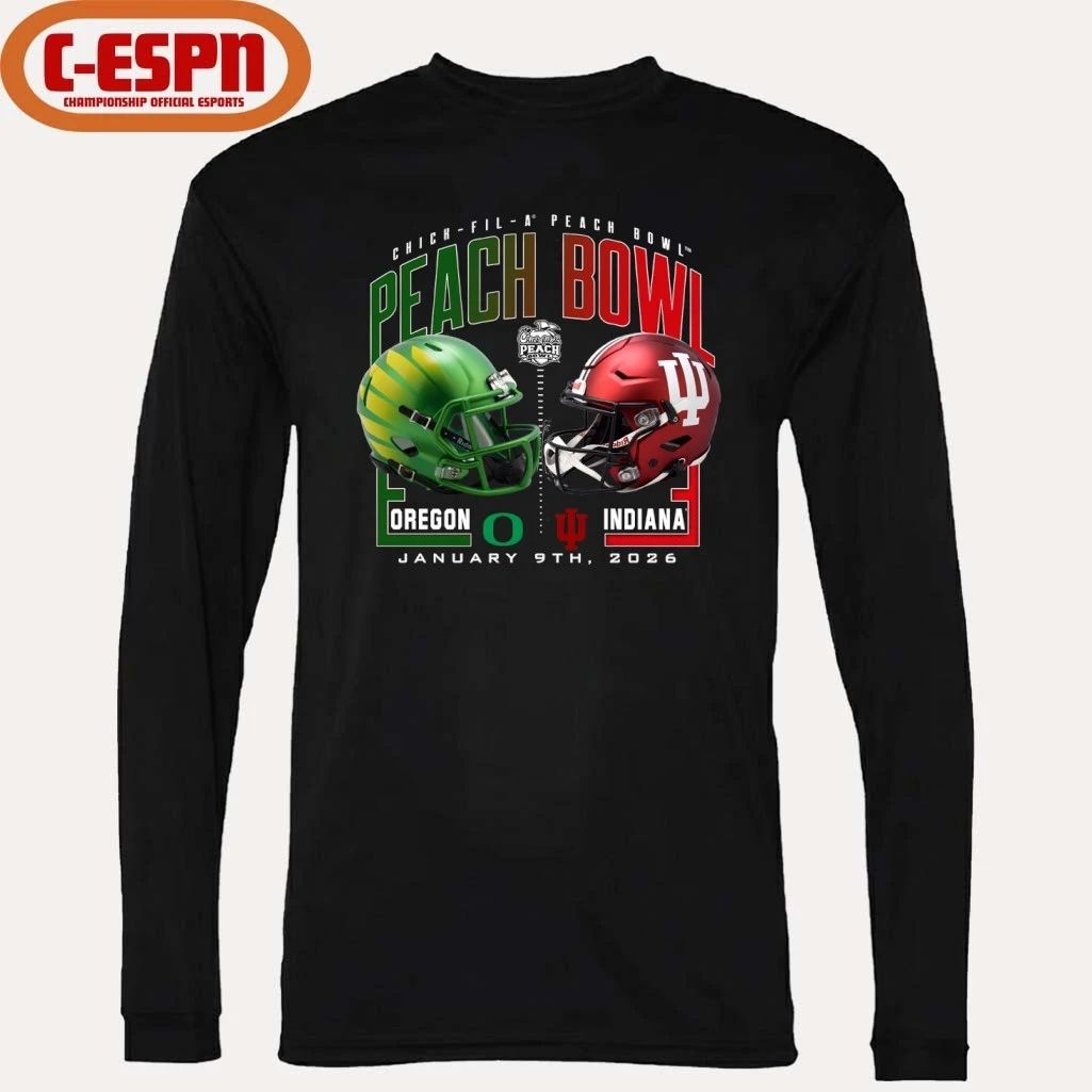Oregon Ducks Vs Indiana Hoosiers 2026 Chick-Fil-A Peach Bowl Matchup T-Shirt