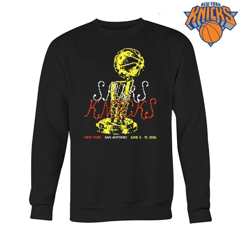 San Antonio Spurs Vs New York Knicks Larry O Brien Trophy Pixel Art Graphic NBA Finals 2026 Shirt