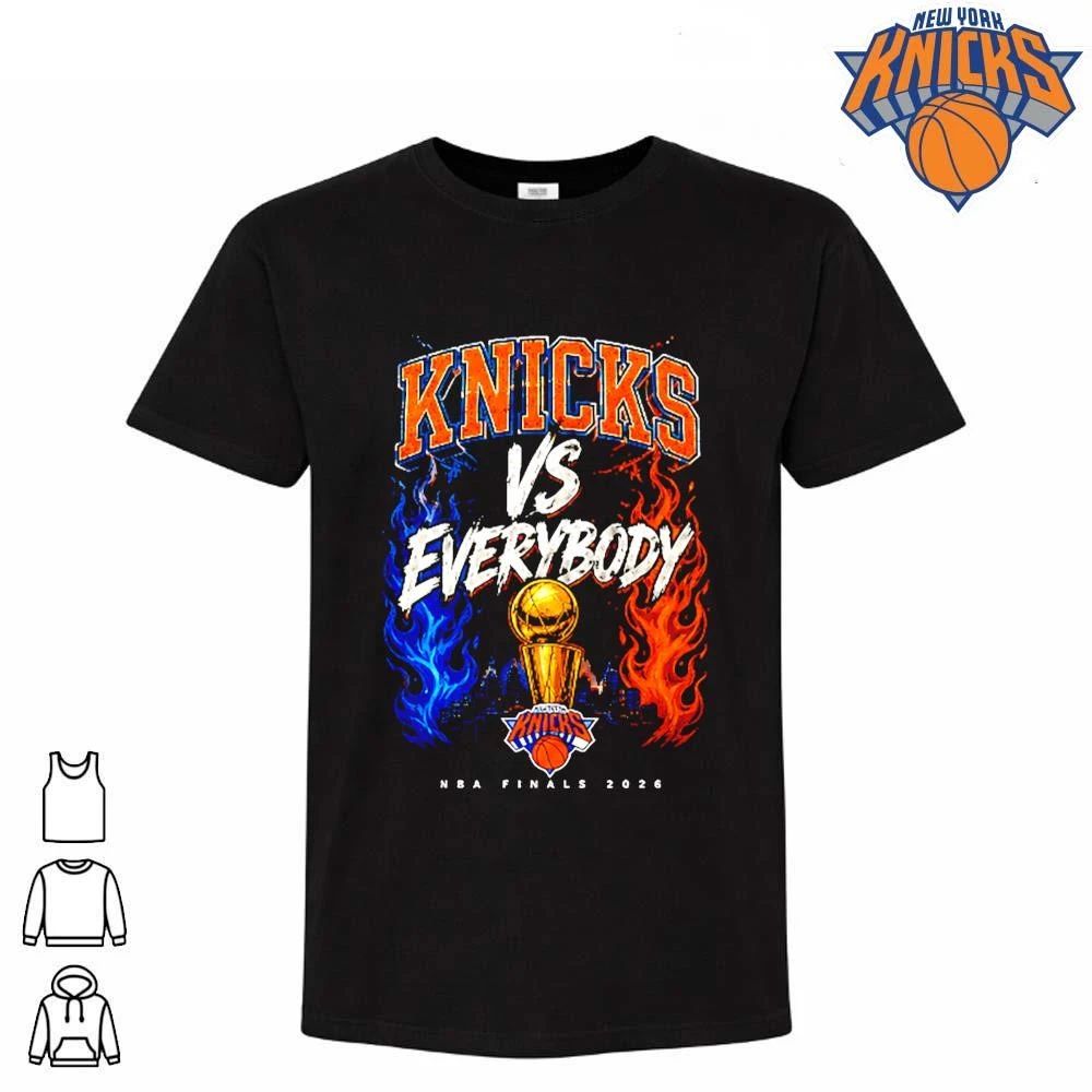 New York Knicks Vs Everybody Fire Trophy Vintage NBA Finals 2026 Shirt