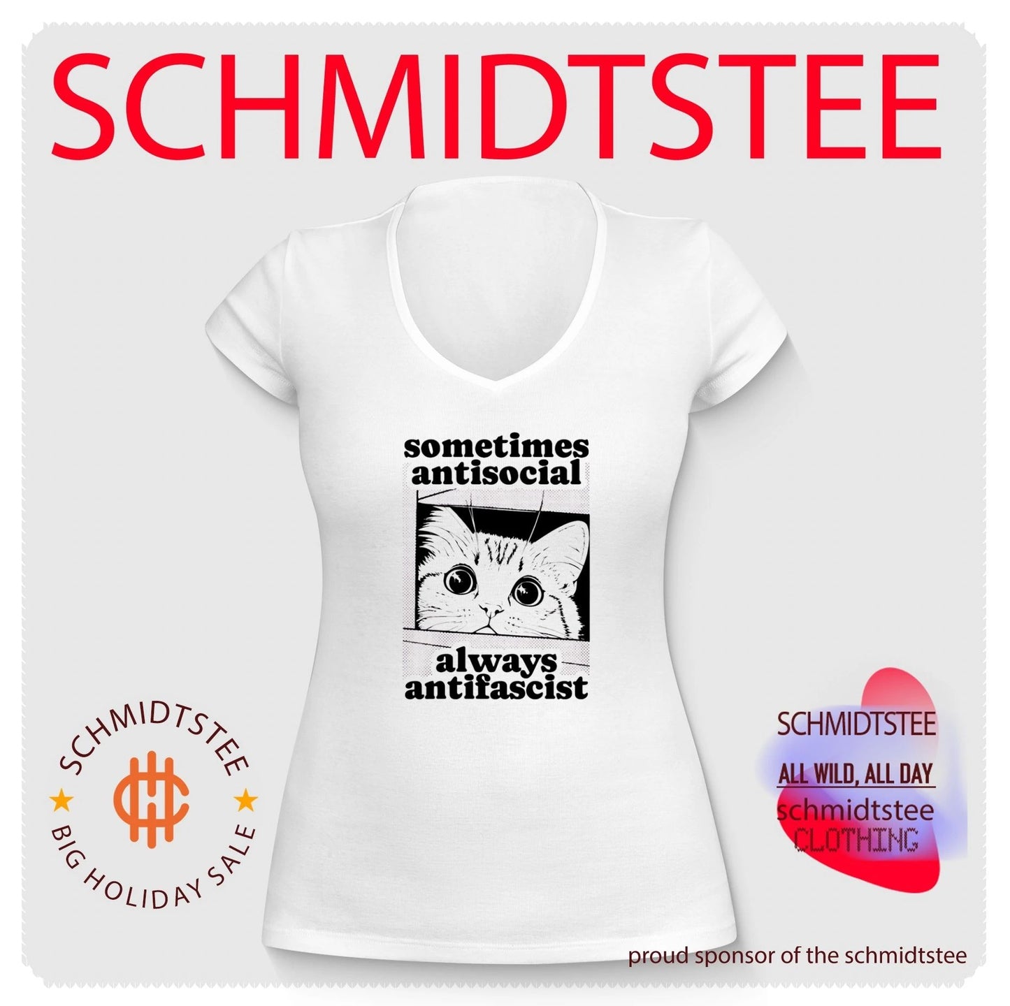 Cat sometimes antisocial always antifascist shirt