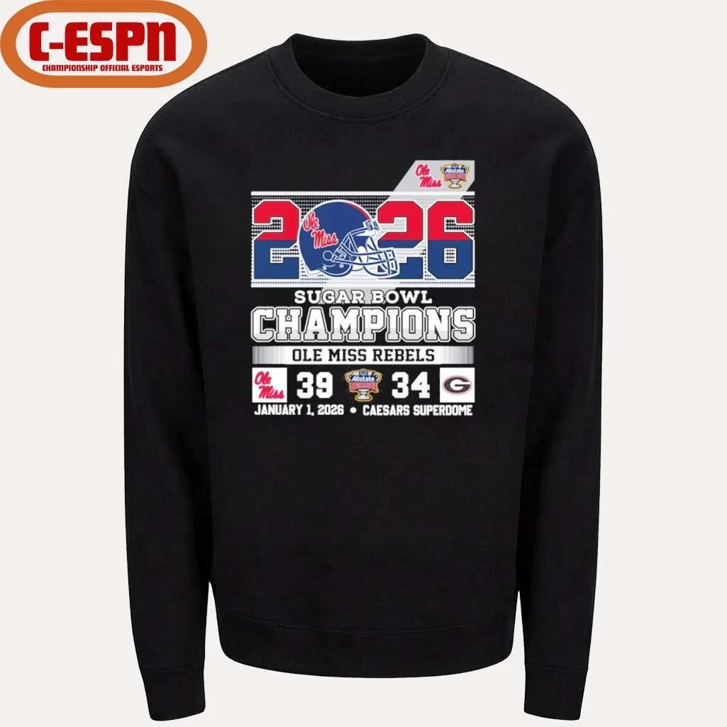 Ole Miss Rebels 39-34 Georgia Sugar Bowl Champions Shirt