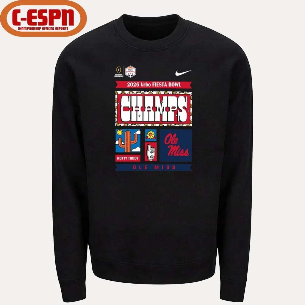 Nike Vrbo Fiesta Bowl Champions Ole Miss Rebels Hotty Toddy T-Shirt