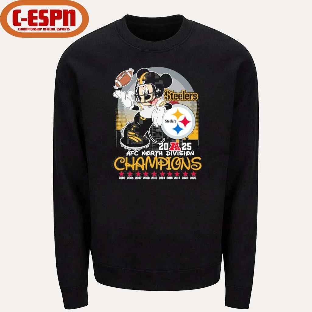 Mickey Mouse X Pittsburgh Steelers 2025 AFC North Division Champions Shirt