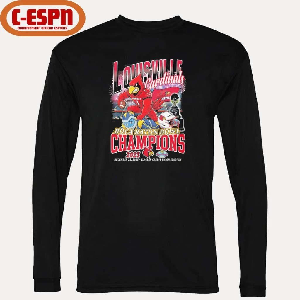 Louisville Cardinals Mascot 2025 Boca Raton Bowl Champions Shirt