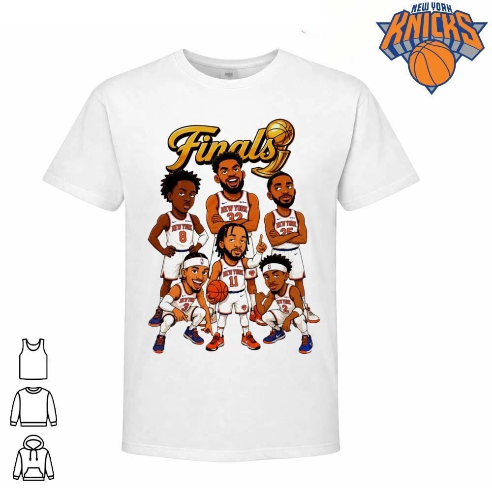 New York Knicks Team Players Cartoon Caricature Larry O Brien Trophy Vintage NBA Finals 2026 Shirt
