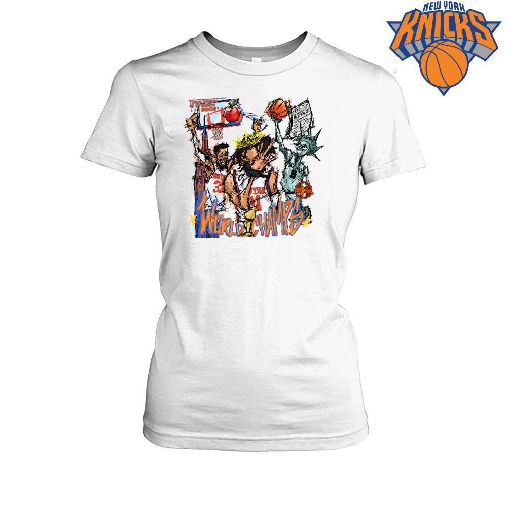 New York Knicks Champions NBA 2026 World Champs Abstract Sketch Graffiti Art Shirt