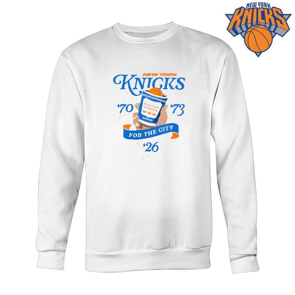 New York Knicks Champions NBA 2026 For The City NY Coffee Cup Graphic Tee Shirt